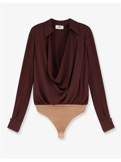 VISCOSE GEORGETTE BODYSUIT ELISABETTA FRANCHI | CB00261E2644 cacao